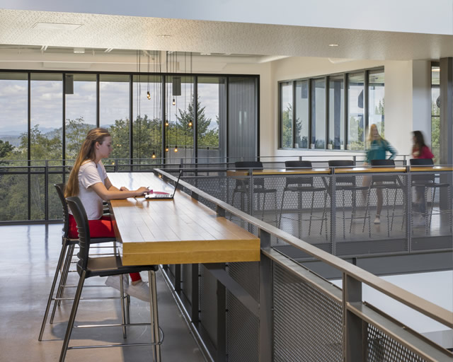 Discovery High School hallway workspace