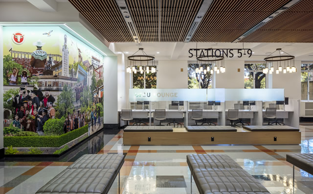 University of Texas at Austin Texas One Stop lounge and workstations