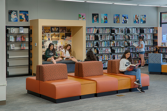 Students are able to enjoy silent and group study rooms, reading nooks and a large reading area with natural light and comfortable seating.