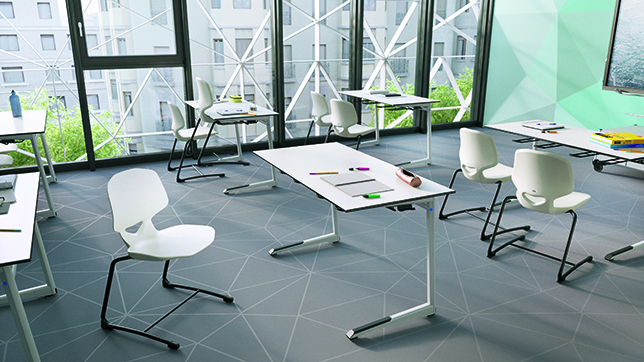 VS America, a school and office furniture company, launched a new suite of highly-flexible chairs designed by influential architect Jean Nouvel. 
