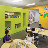 Fun and colorful school classroom